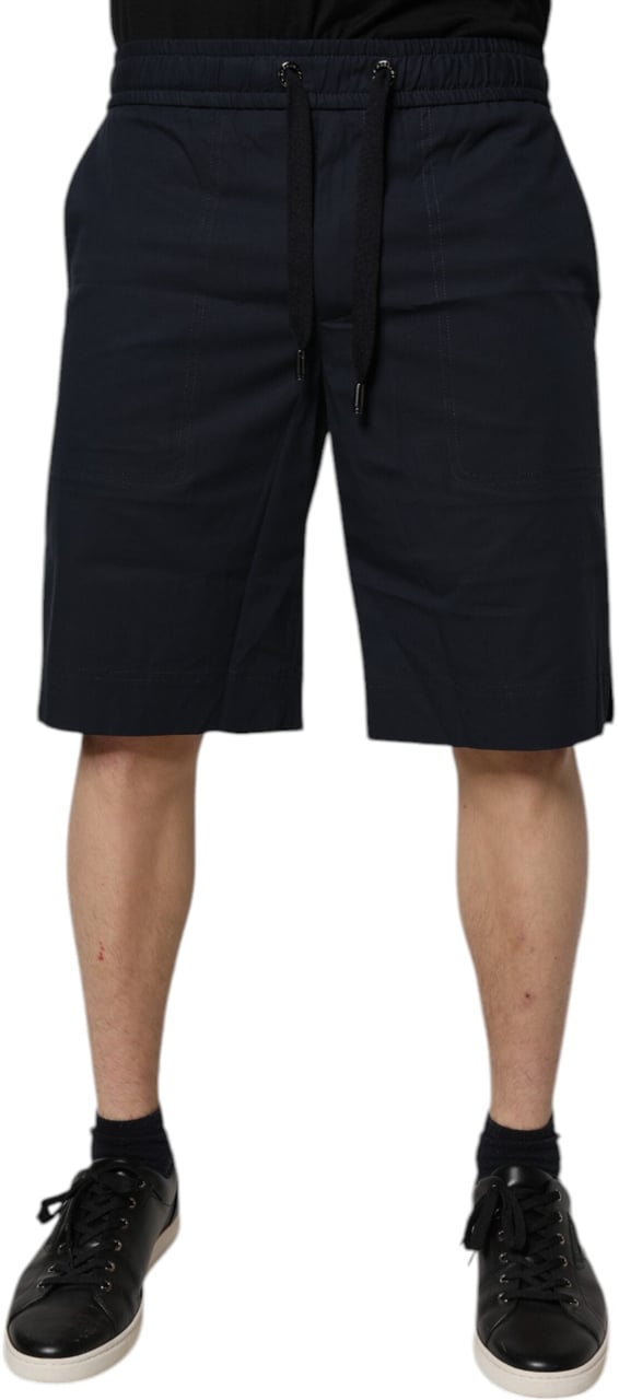Dolce & Gabbana Dark Blue Cotton Bermuda Sweatshorts Shorts Blauw