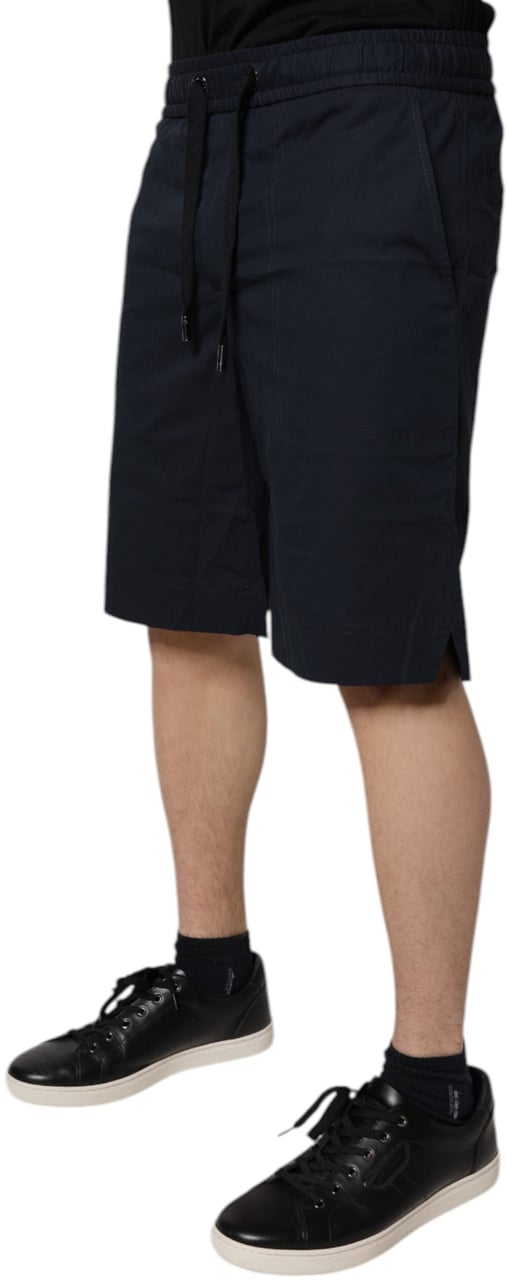 Dolce & Gabbana Dark Blue Cotton Bermuda Sweatshorts Shorts Blauw