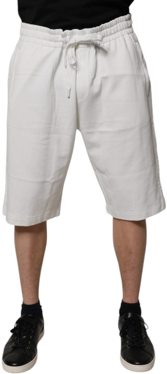 Dolce & Gabbana White Cotton Sweatshorts Men Bermuda Shorts Wit