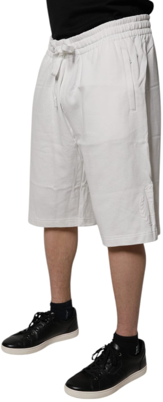 Dolce & Gabbana White Cotton Sweatshorts Men Bermuda Shorts Wit