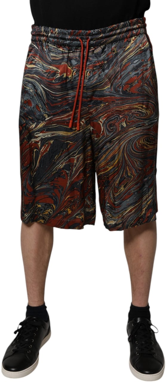 Dolce & Gabbana Multicolor Marble Print Trouser Bermuda Shorts Divers