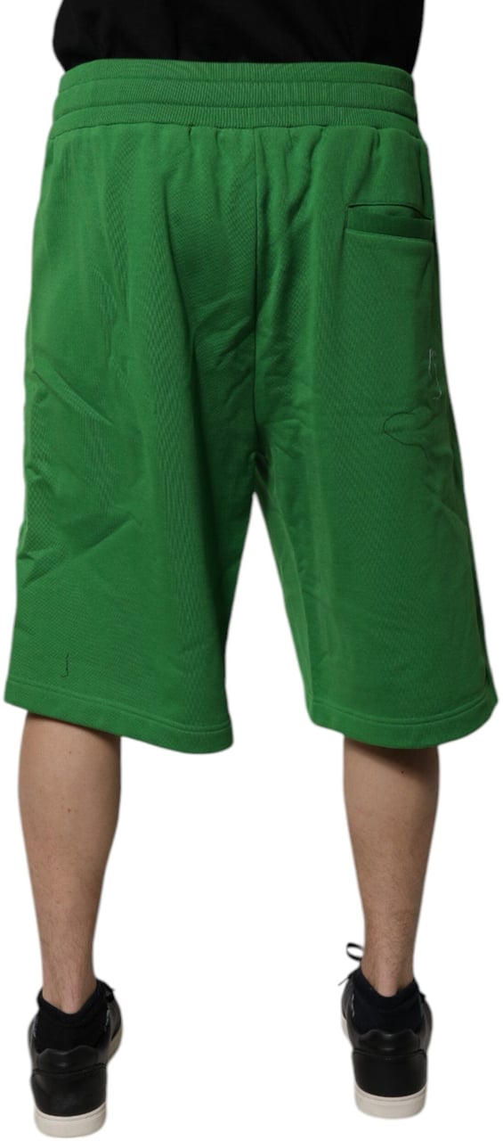 Dolce & Gabbana Green Cotton Men Sweatshorts Bermuda Shorts Groen