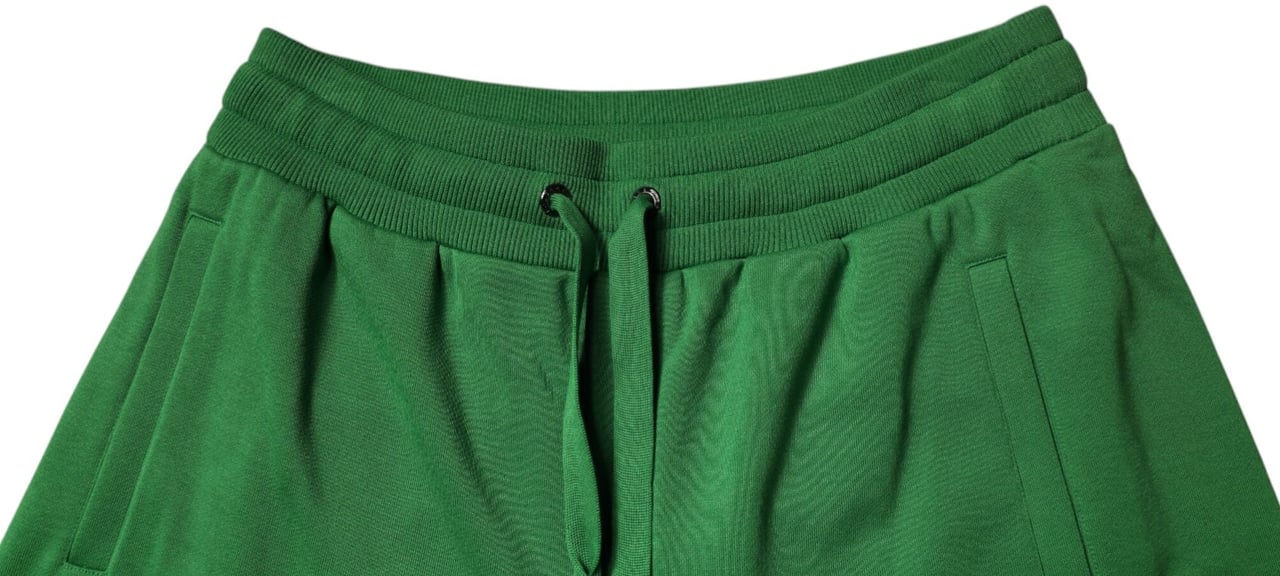 Dolce & Gabbana Green Cotton Men Sweatshorts Bermuda Shorts Groen