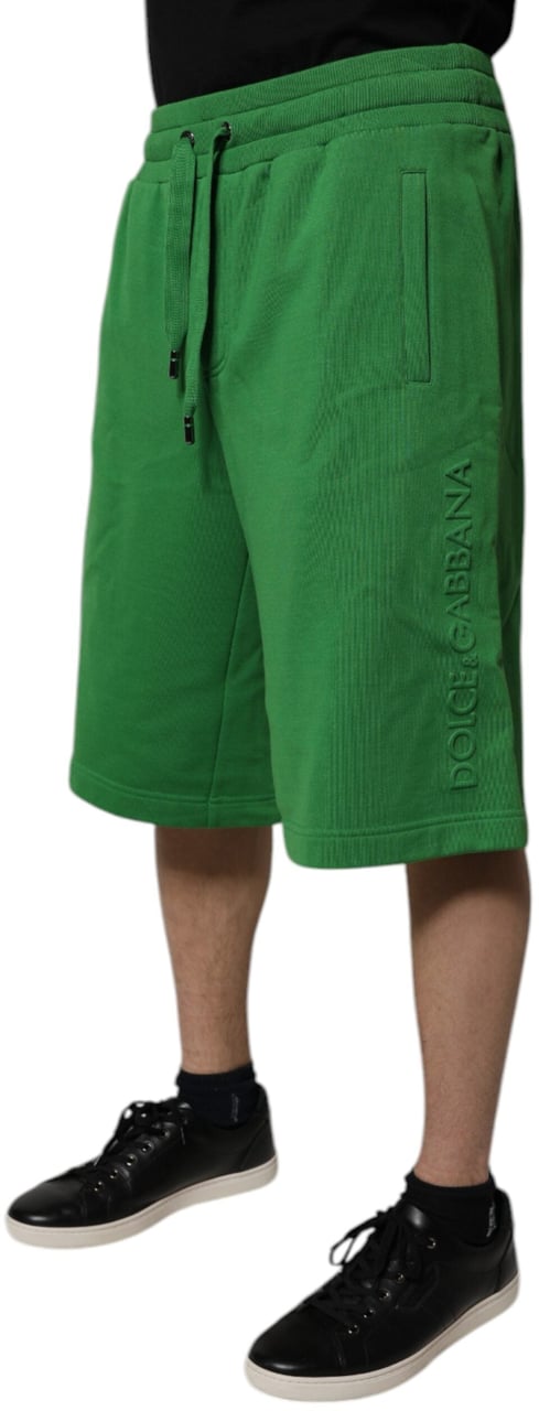 Dolce & Gabbana Green Cotton Men Sweatshorts Bermuda Shorts Groen