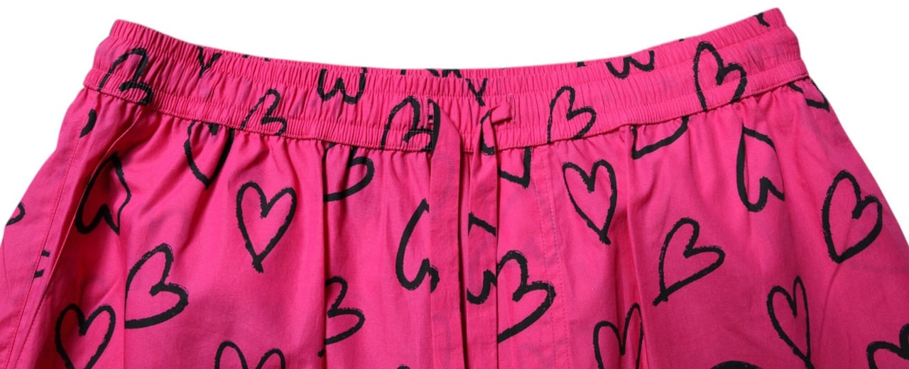 Dolce & Gabbana Pink Cotton Heart Print Bermuda Shorts Roze