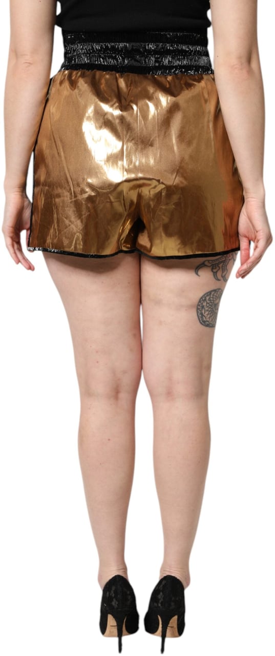 Dolce & Gabbana Metallic Gold High Waist Women Hotpants Short Goud