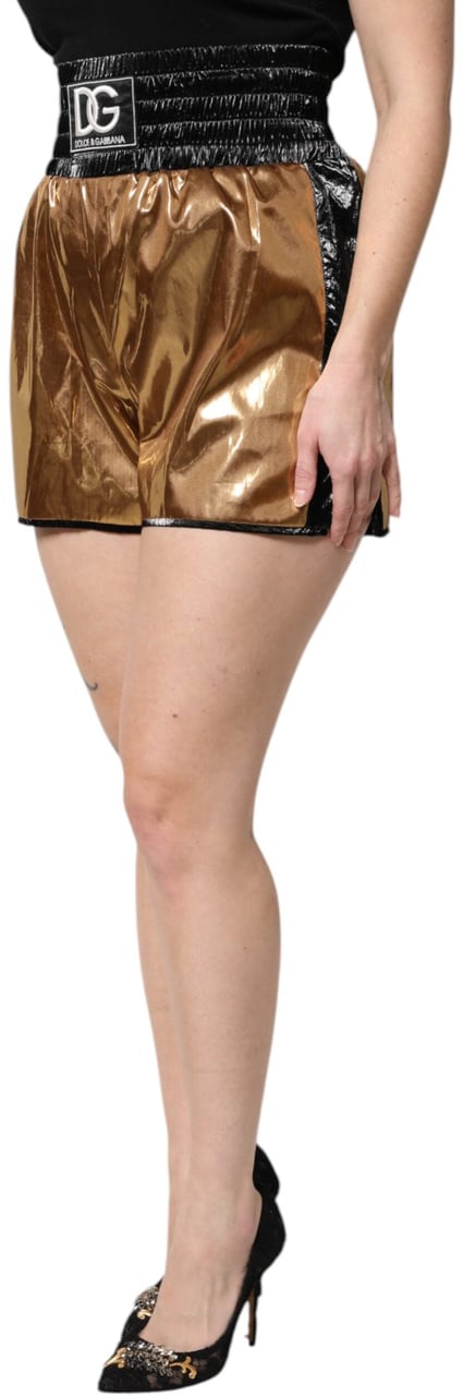 Dolce & Gabbana Metallic Gold High Waist Women Hotpants Short Goud