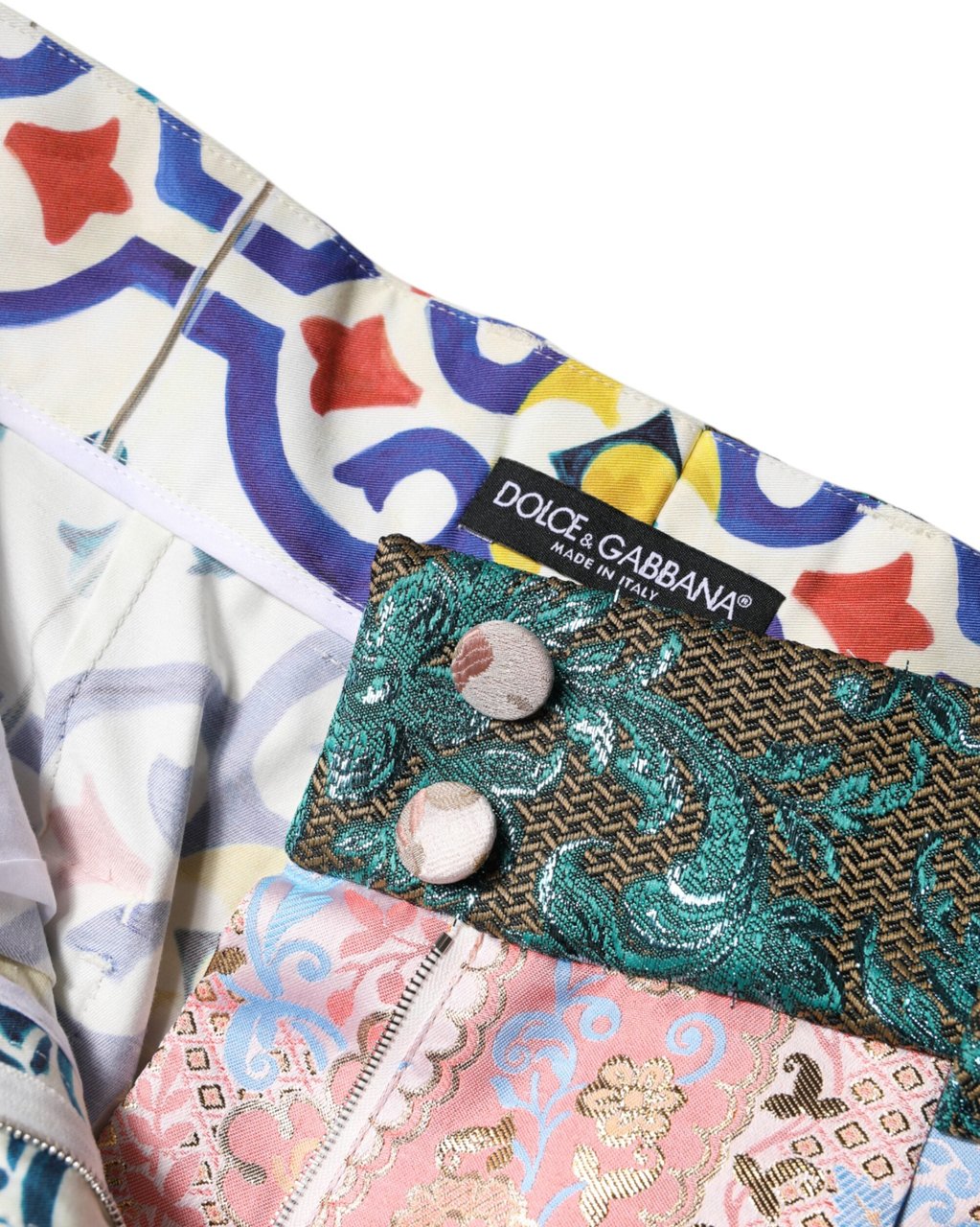 Dolce & Gabbana Multicolor Cotton Patchwork Hot Pants Shorts Divers