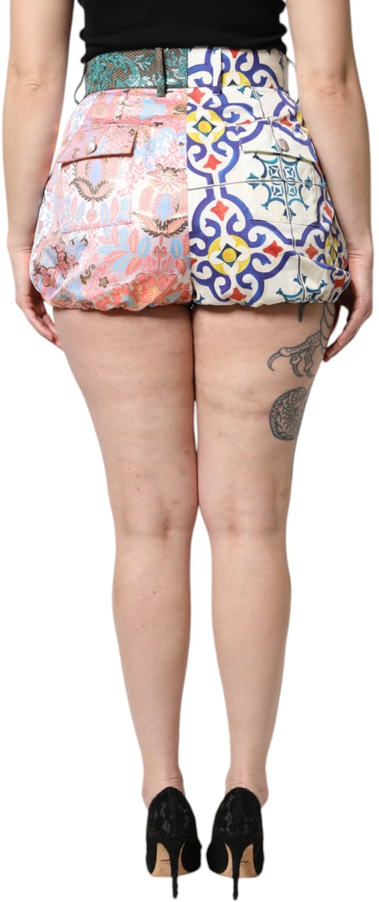 Dolce & Gabbana Multicolor Cotton Patchwork Hot Pants Shorts Divers