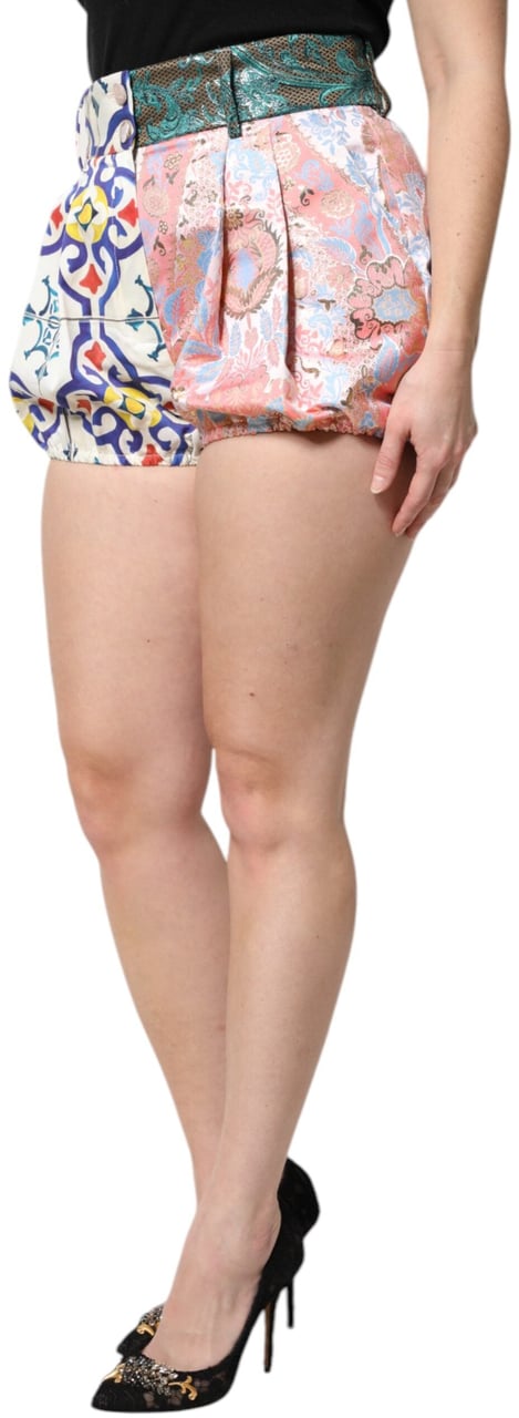 Dolce & Gabbana Multicolor Cotton Patchwork Hot Pants Shorts Divers
