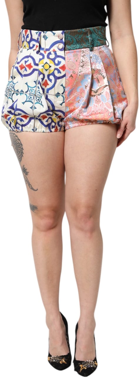 Dolce & Gabbana Multicolor Cotton Patchwork Hot Pants Shorts Divers