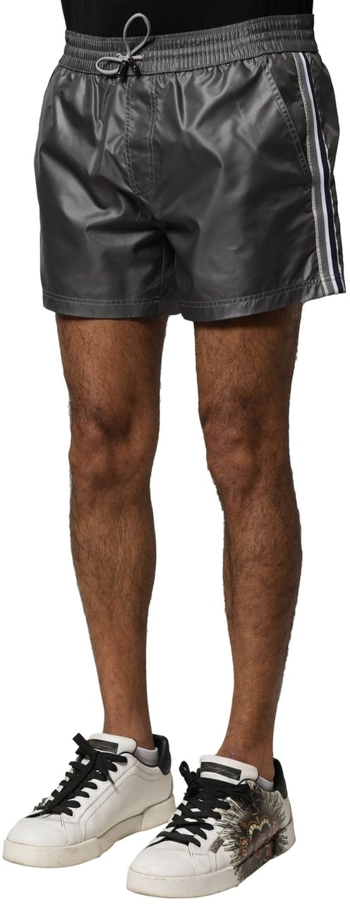 Dolce & Gabbana Gray Polyester Mid Waist Casual Bermuda Shorts Grijs