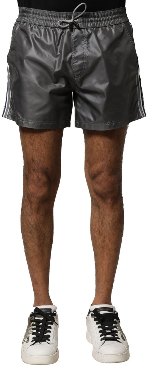 Dolce & Gabbana Gray Polyester Mid Waist Casual Bermuda Shorts Grijs
