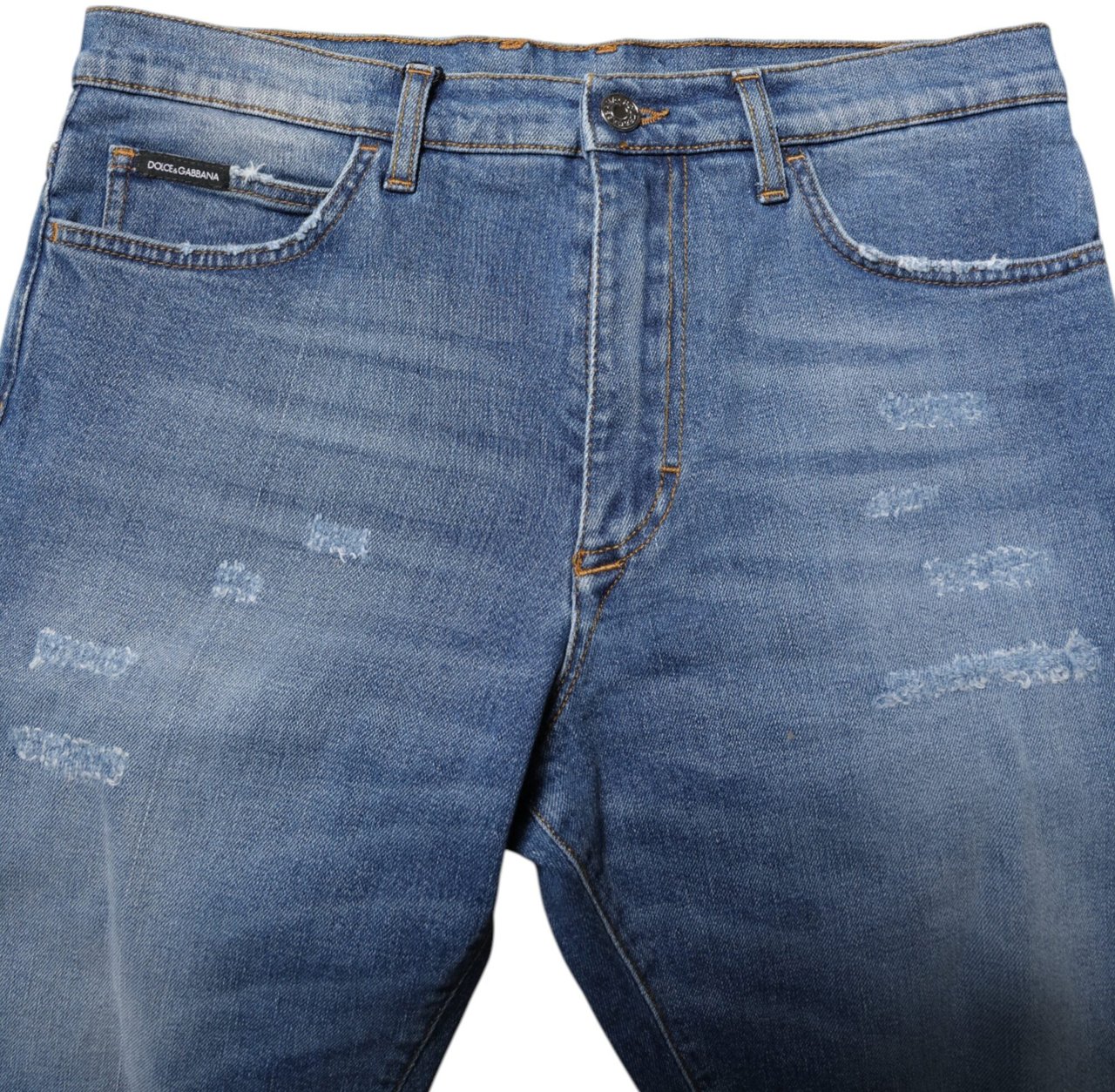 Dolce & Gabbana Blue Cotton Stretch Men Denim Bermuda Shorts Blauw