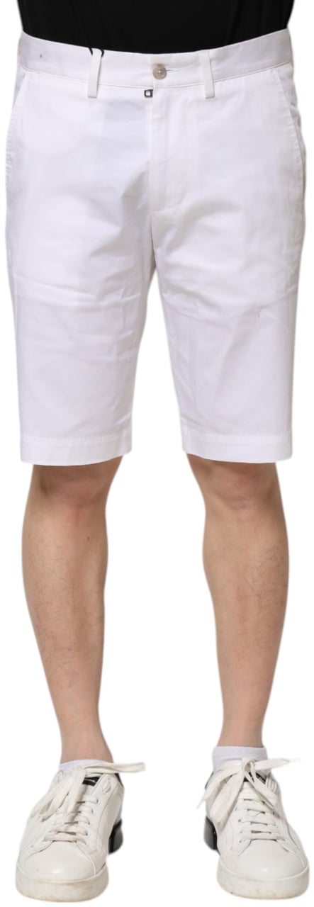 Dolce & Gabbana White Cotton Stretch Men Denim Bermuda Shorts Wit