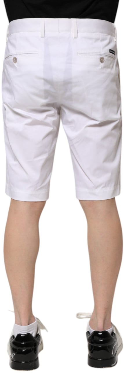 Dolce & Gabbana White Cotton Stretch Men Denim Bermuda Shorts Wit