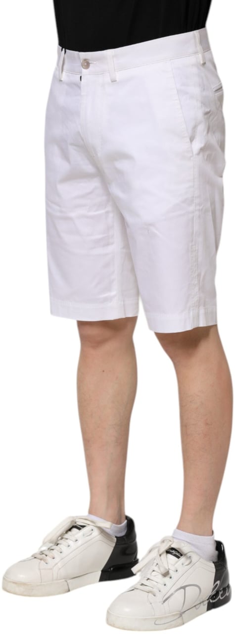 Dolce & Gabbana White Cotton Stretch Men Denim Bermuda Shorts Wit