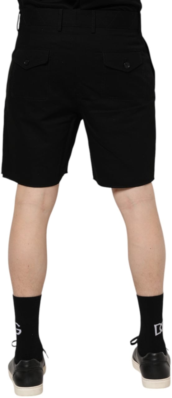 Dolce & Gabbana Black Cotton Knee Length Men Bermuda Shorts Zwart