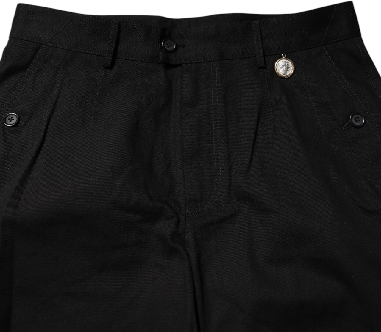 Dolce & Gabbana Black Cotton Knee Length Men Bermuda Shorts Zwart