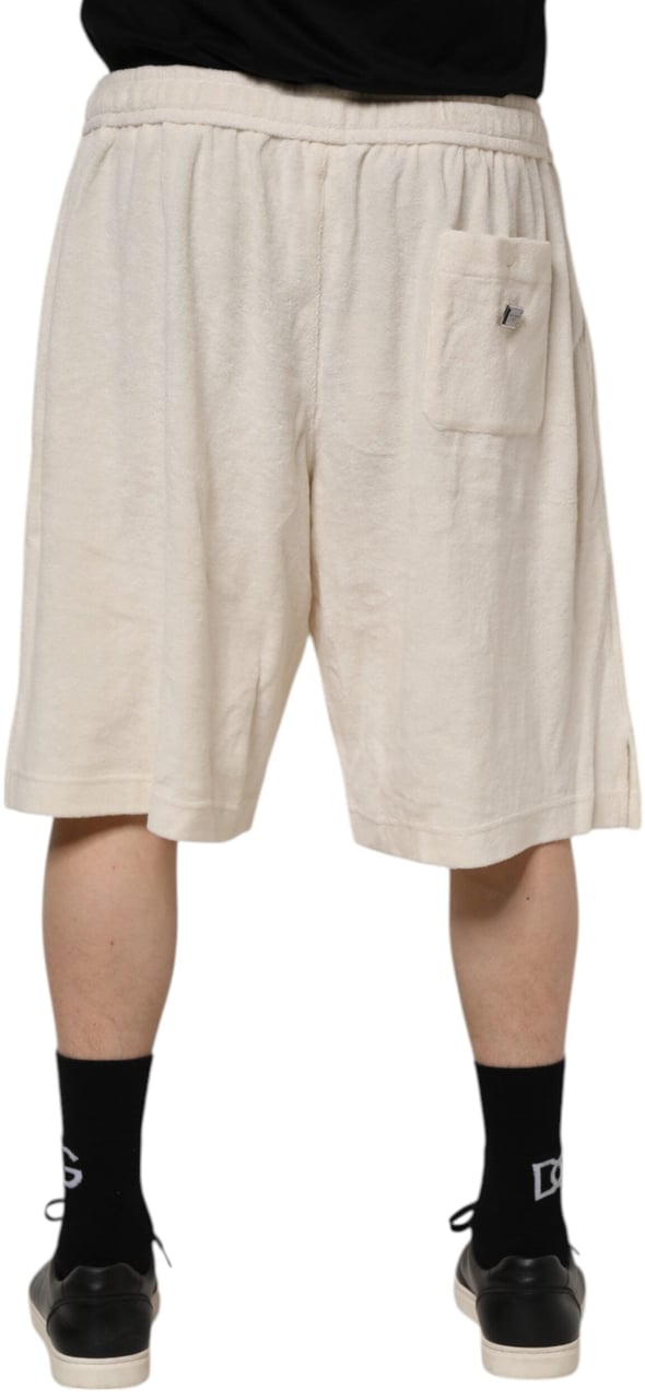 Dolce & Gabbana Ivory Cotton Men Bermuda Sweatshorts Shorts Wit