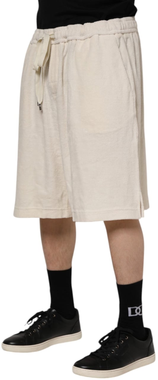 Dolce & Gabbana Ivory Cotton Men Bermuda Sweatshorts Shorts Wit