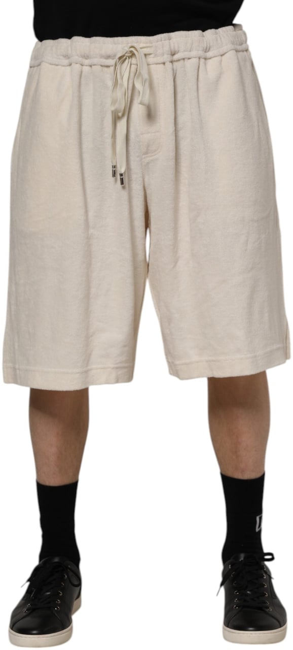 Dolce & Gabbana Ivory Cotton Men Bermuda Sweatshorts Shorts Wit