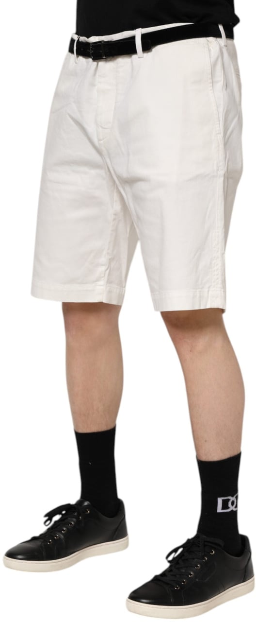 Dolce & Gabbana White Chinos Cotton Stretch Men Casual Shorts Wit