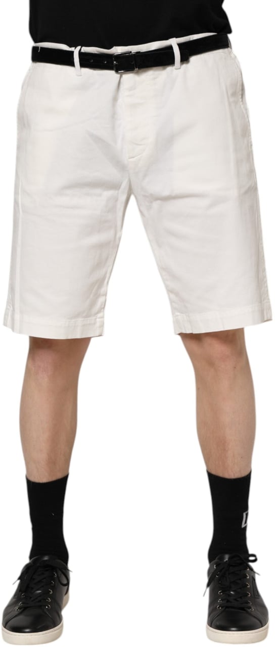 Dolce & Gabbana White Chinos Cotton Stretch Men Casual Shorts Wit