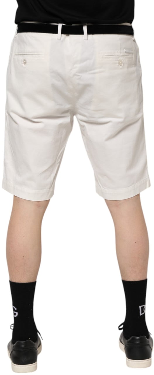Dolce & Gabbana White Chinos Cotton Stretch Men Casual Shorts Wit