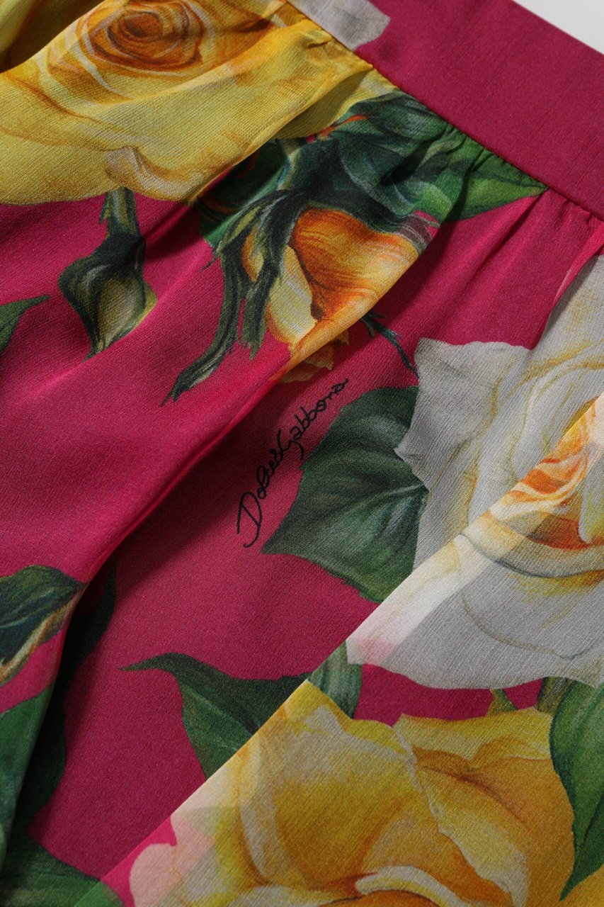 Dolce & Gabbana Red Floral High Waist Women Hot Pants Shorts Roze