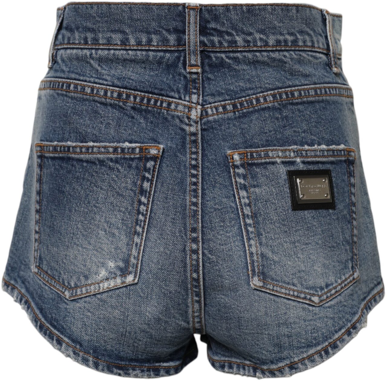 Dolce & Gabbana Blue Tattered Denim Cotton Hot Pants Shorts Blauw