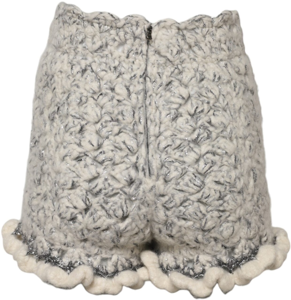 Dolce & Gabbana Metallic Bouclé Knit Cashmere Ruffled Shorts Wit