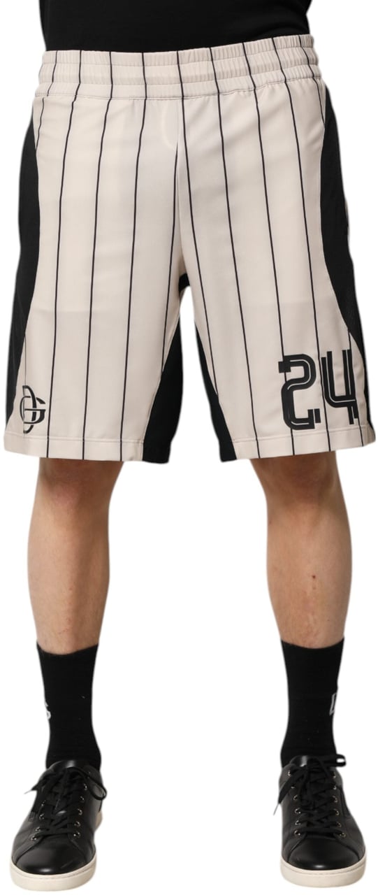 Dolce & Gabbana Off White Polyester DG Logo Sweatshorts Shorts Wit