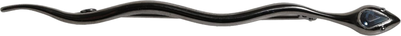 Dolce & Gabbana Black Brass Crystal Spilla Serpente Mens Brooch Pin Zwart