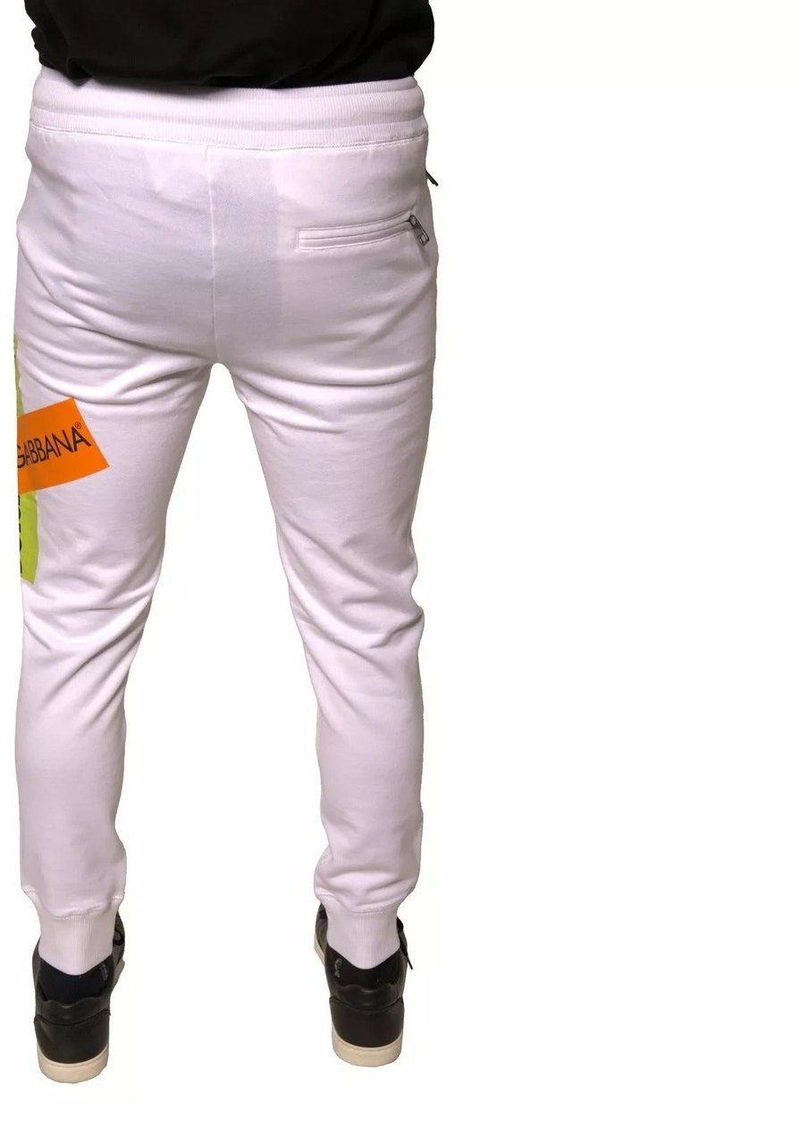Dolce & Gabbana White Logo Tape Jogger Cotton Sweatpant Pants Wit