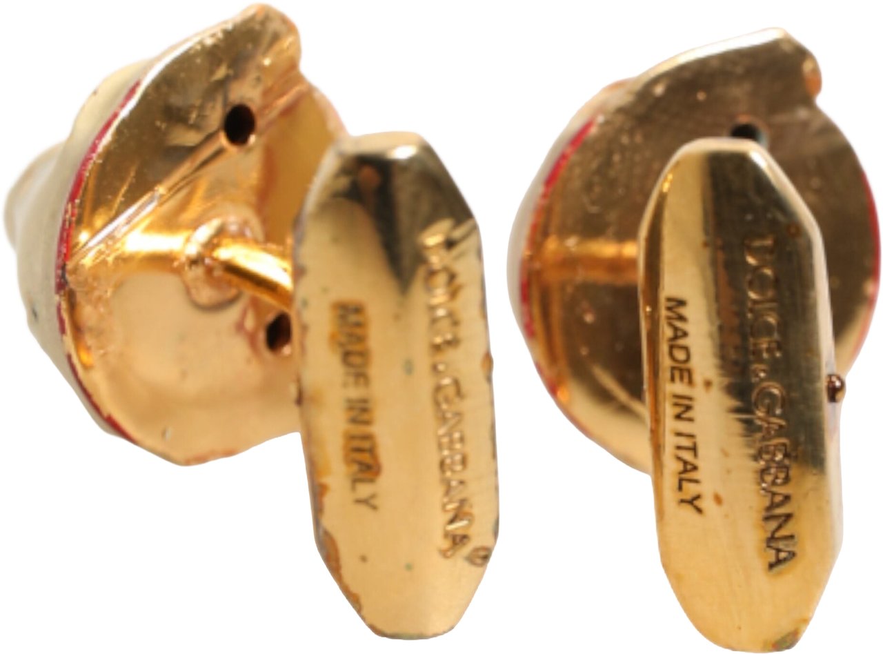 Dolce & Gabbana Brass Gold Tone Dog Puppy Men's Accessories Cufflink Goud