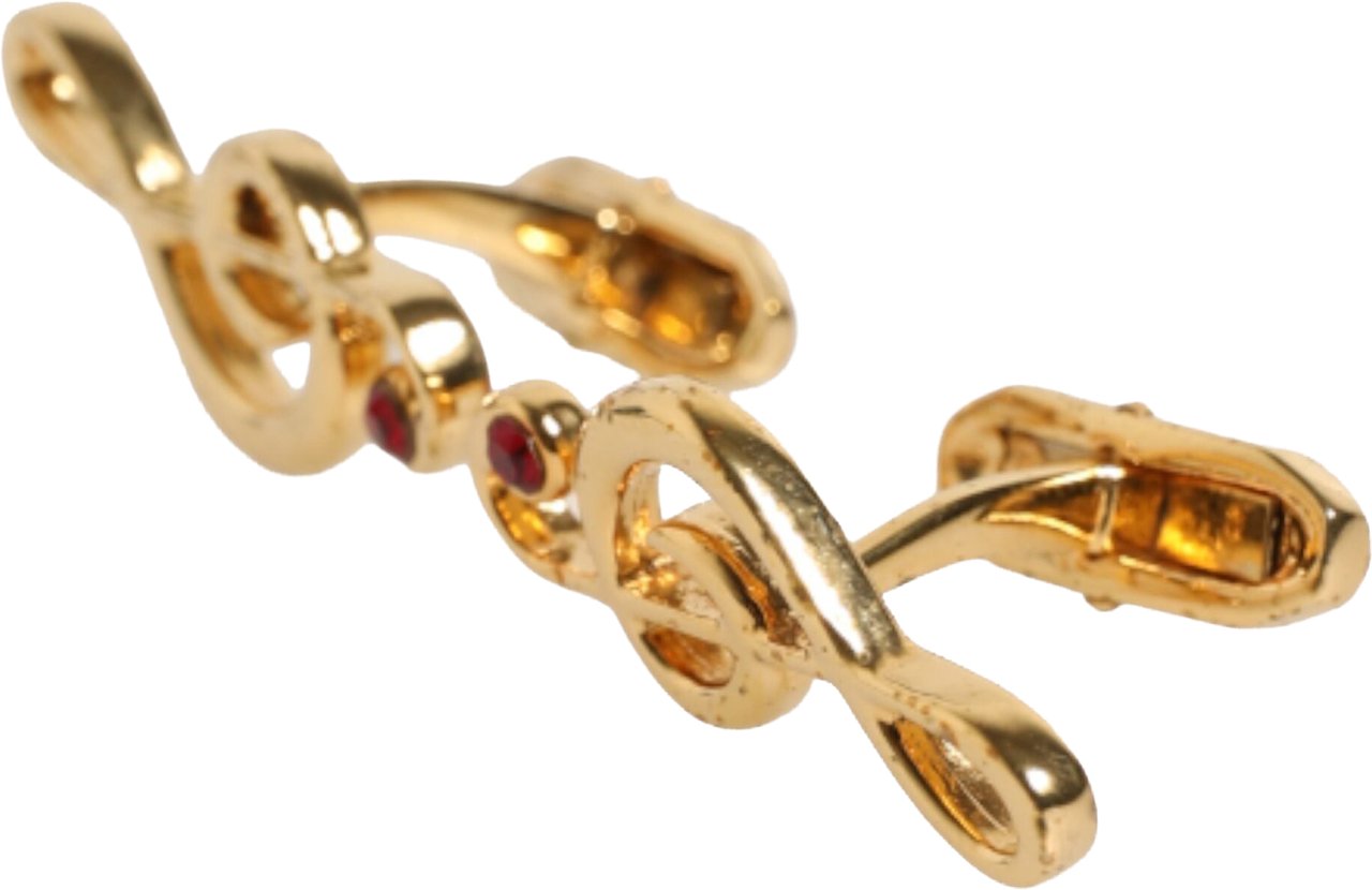 Dolce & Gabbana Gold Musical Note Metal Brass Pin Men Accessory Cufflinks Goud