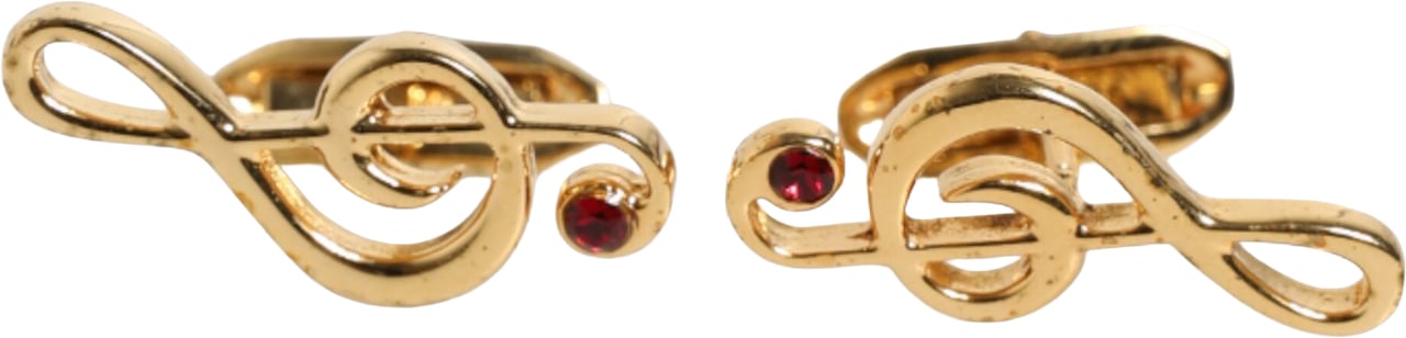 Dolce & Gabbana Gold Musical Note Metal Brass Pin Men Accessory Cufflinks Goud