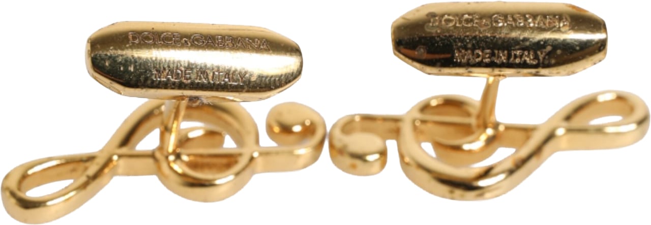 Dolce & Gabbana Gold Musical Note Metal Brass Pin Men Accessory Cufflinks Goud