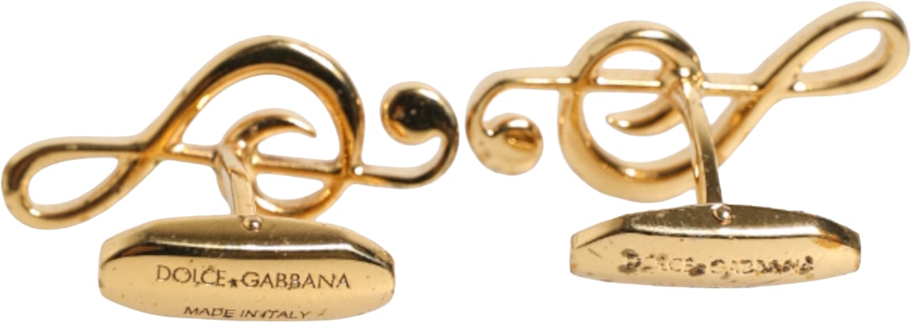 Dolce & Gabbana Gold Musical Note Metal Brass Pin Men Accessory Cufflinks Goud