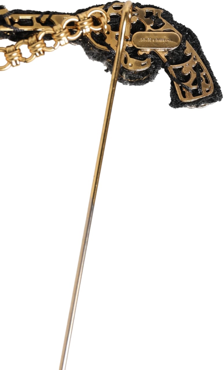 Dolce & Gabbana Lapel Pin Brass Copper Revolver Men Accessories Brooch Zwart