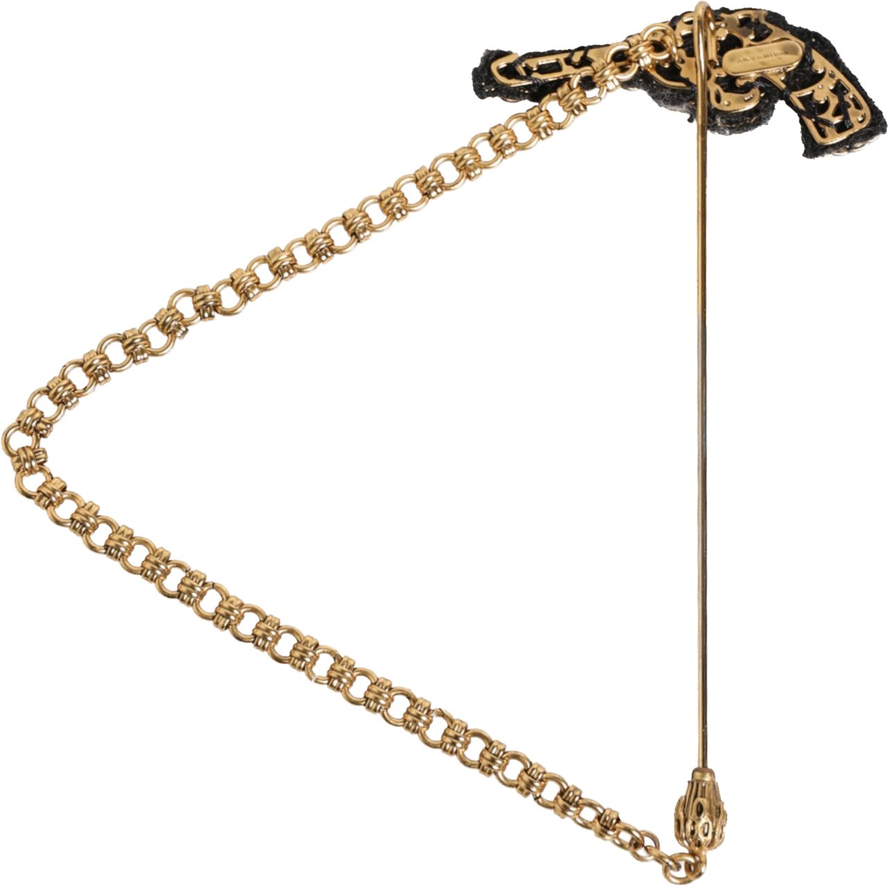 Dolce & Gabbana Lapel Pin Brass Copper Revolver Men Accessories Brooch Zwart