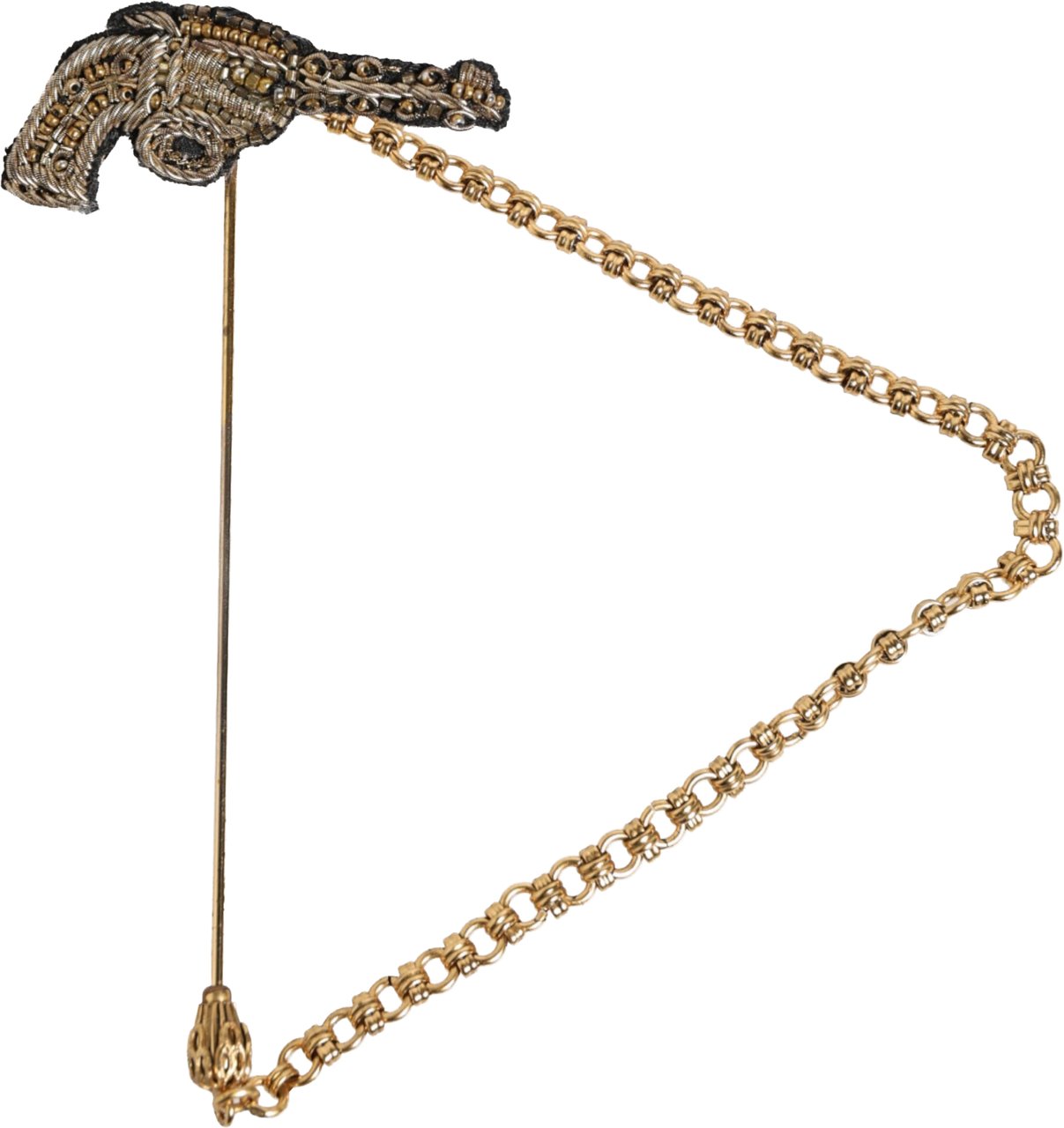 Dolce & Gabbana Lapel Pin Brass Copper Revolver Men Accessories Brooch Zwart