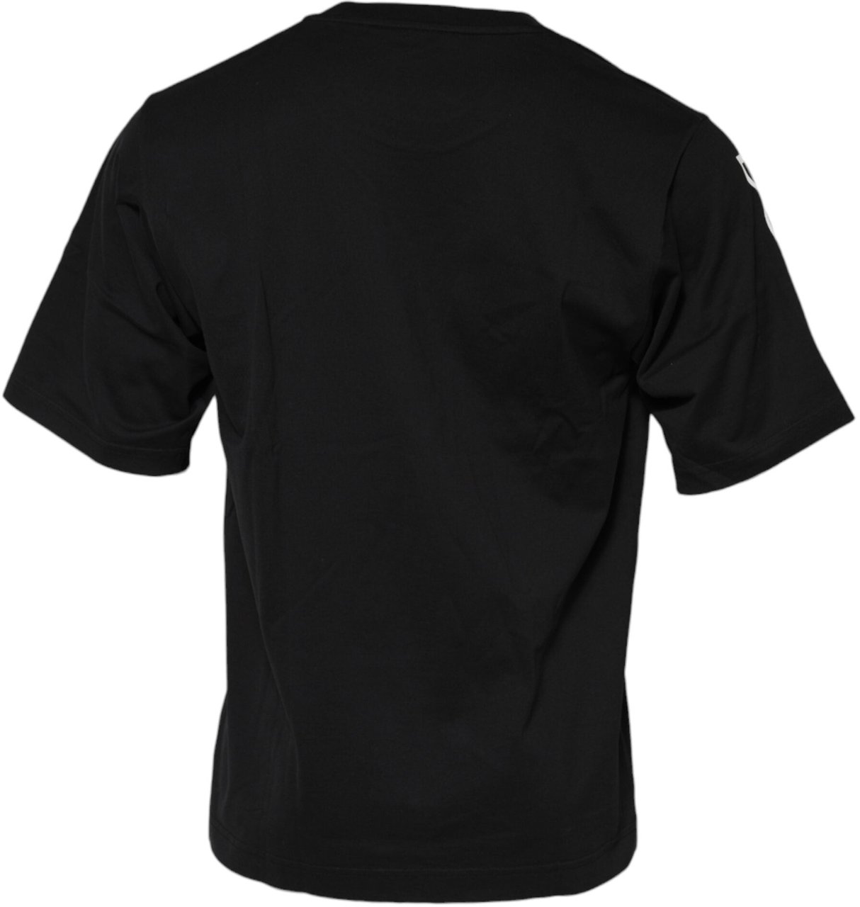 Dolce & Gabbana Black Logo Print Cotton Men Crew Neck T-shirt Zwart