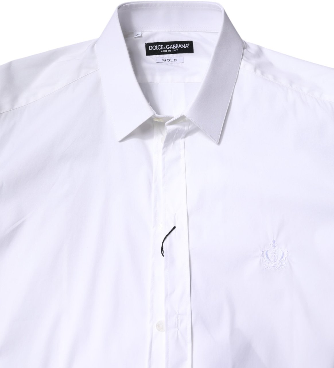 Dolce & Gabbana White Cotton Collared GOLD FormalDress Shirt Wit