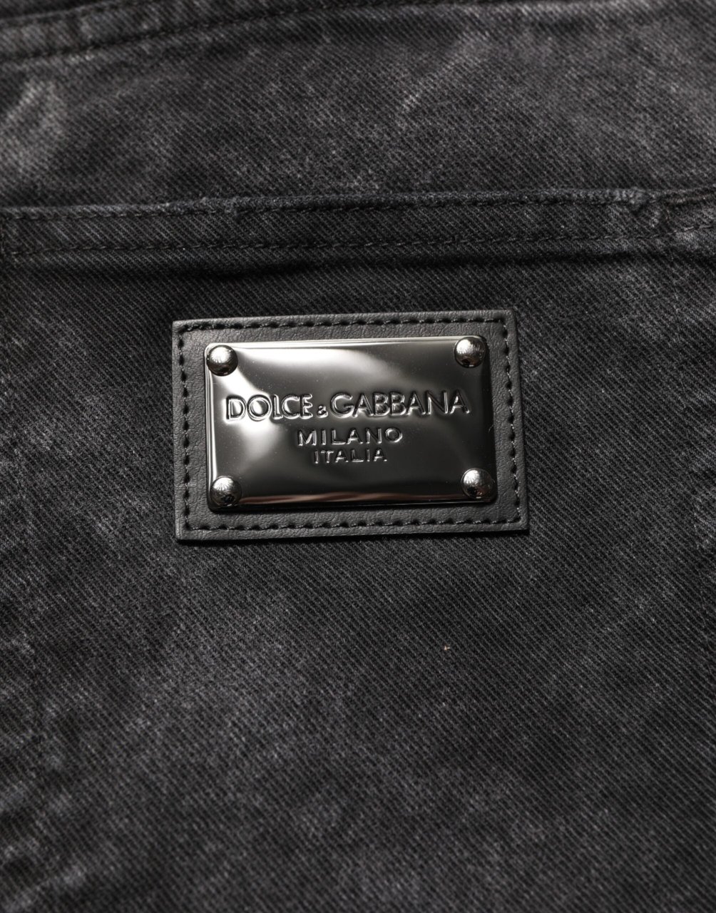 Dolce & Gabbana Black Cotton Mid Waist Denim Men Bermuda Short Zwart