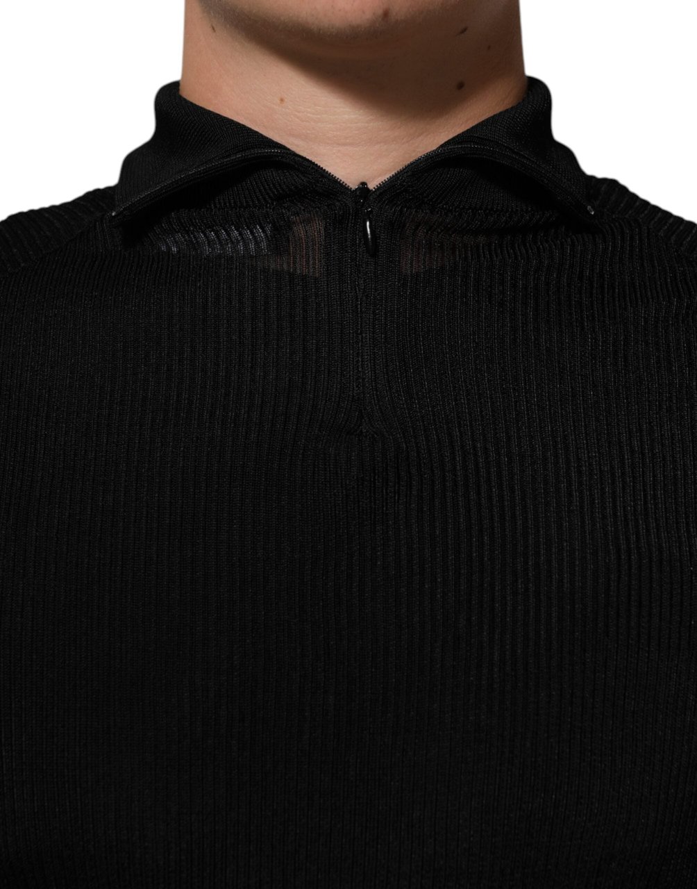 Dolce & Gabbana Black Viscose Turtle Neck Pullover Sweater Zwart
