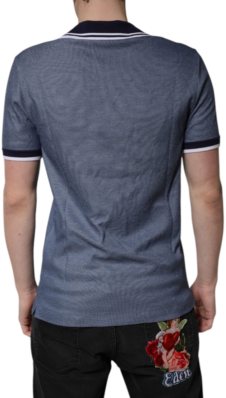 Dolce & Gabbana Blue Collared V-neck Silk Blend Polo T-shirt Maroon