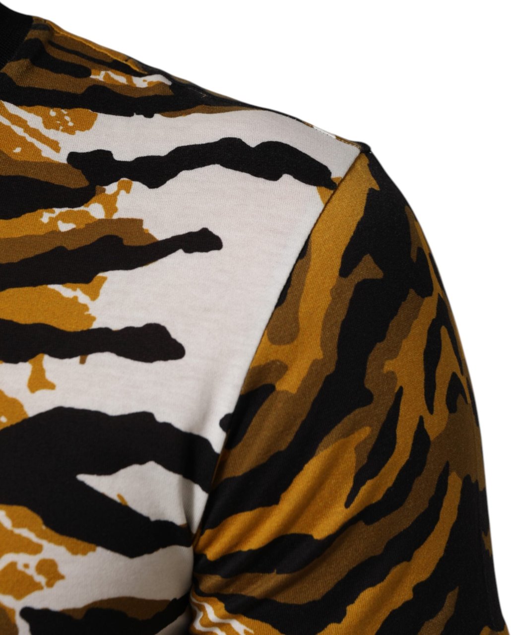 Dolce & Gabbana Multicolor Leopard Palm Leaf Men Crew Neck T-shirt Divers