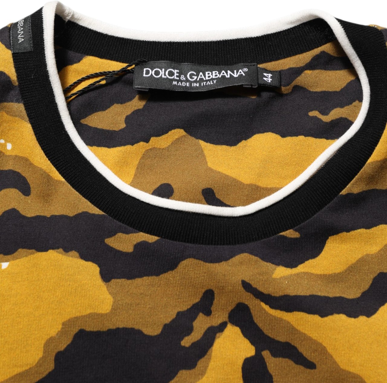 Dolce & Gabbana Multicolor Leopard Palm Leaf Men Crew Neck T-shirt Divers